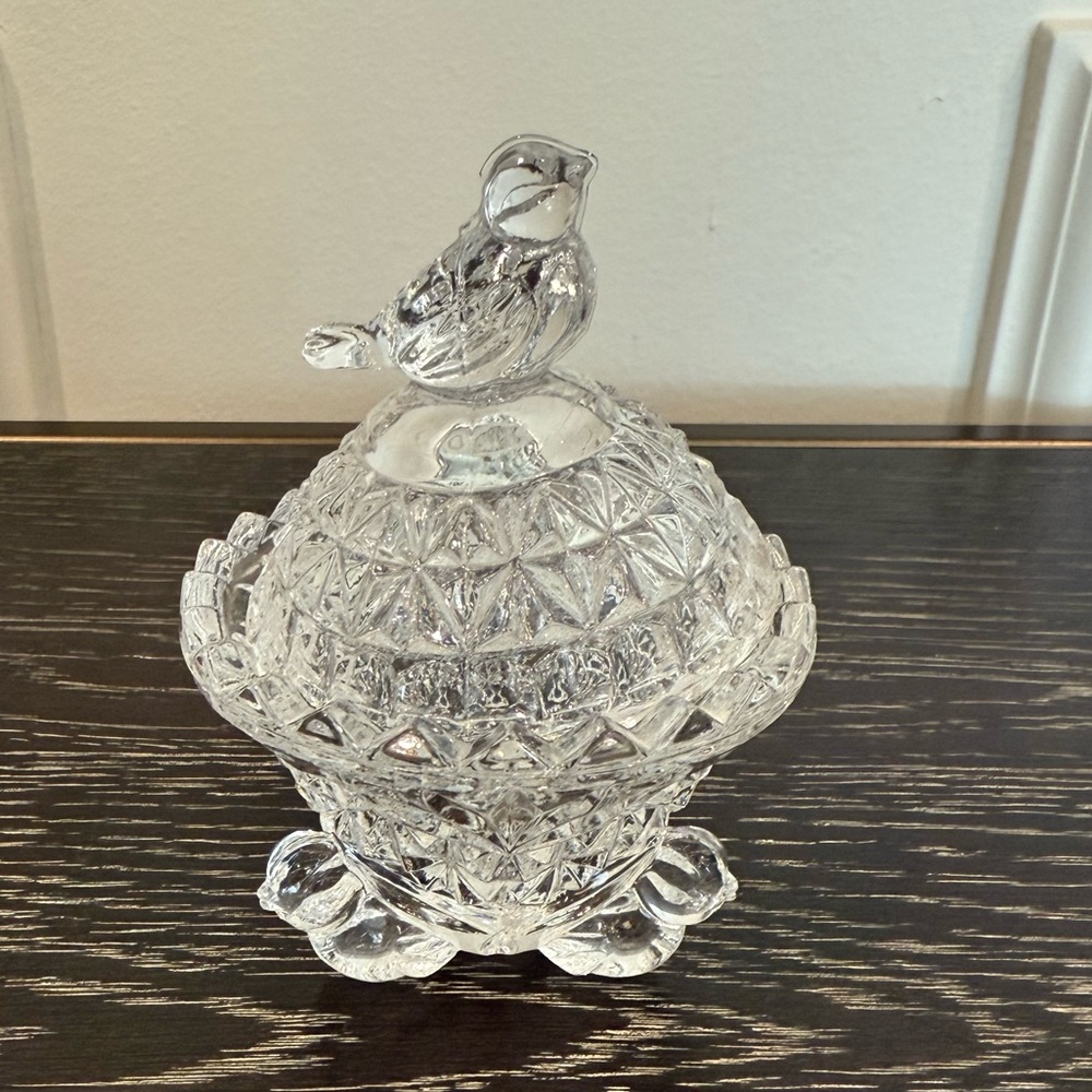 Hofbauer The Byrdes Crystal Collection Trinket Box Round Footed Bavarian Leaded